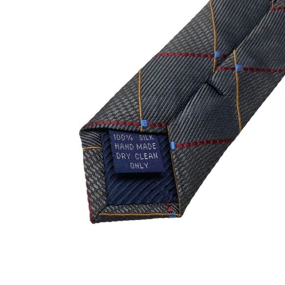 Henry Jacobson Tie Men's Necktie Diamond Check Silk Dark Gray Short - Picture 5 of 7